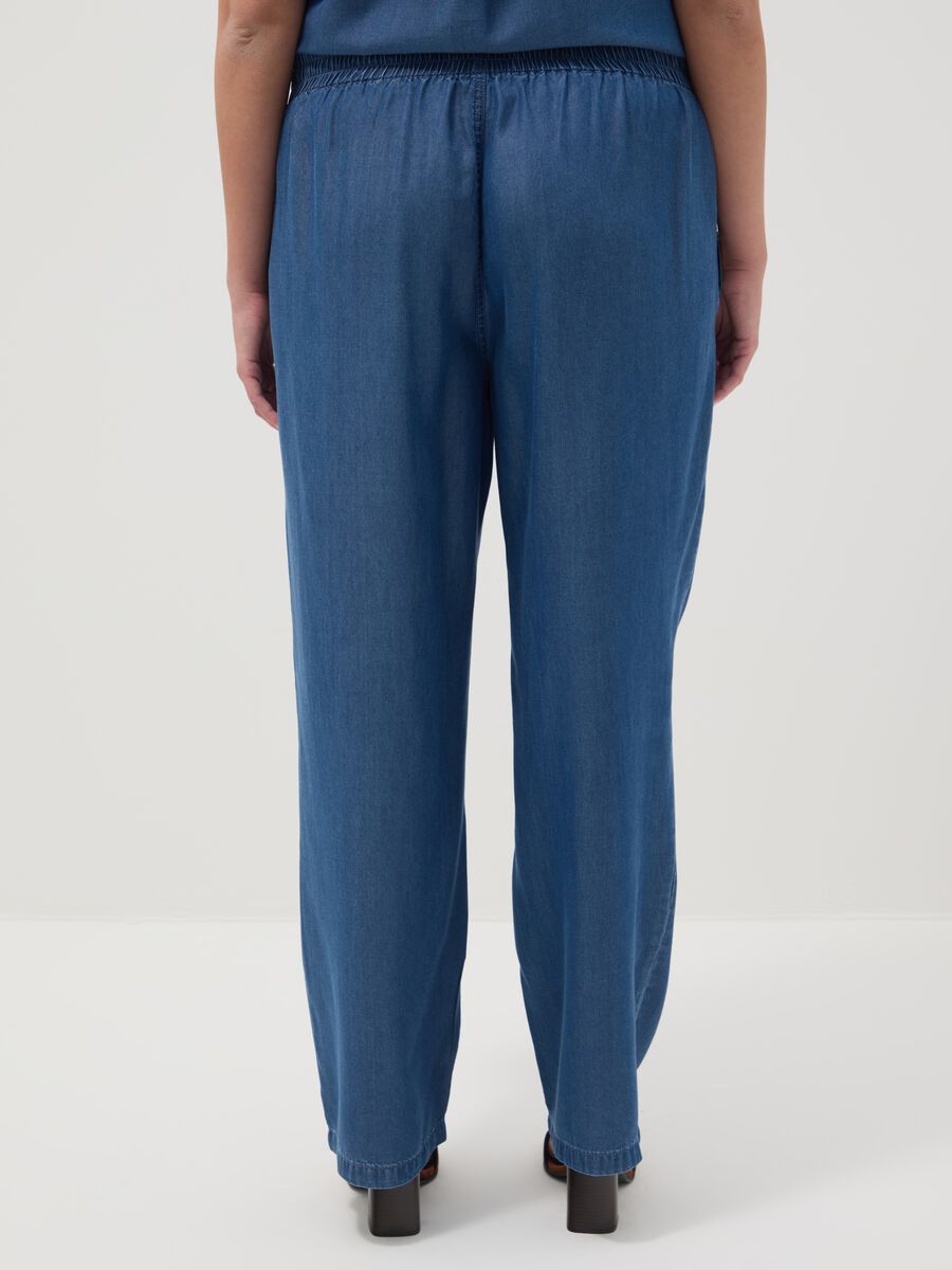 Pantaloni jogger in puro lyocell blu regular fit_2