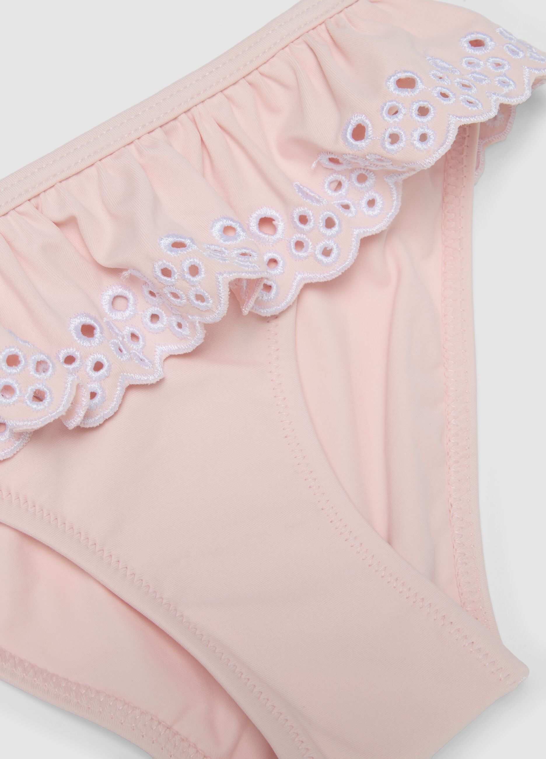 Pink stretch bikini with frilled detailing