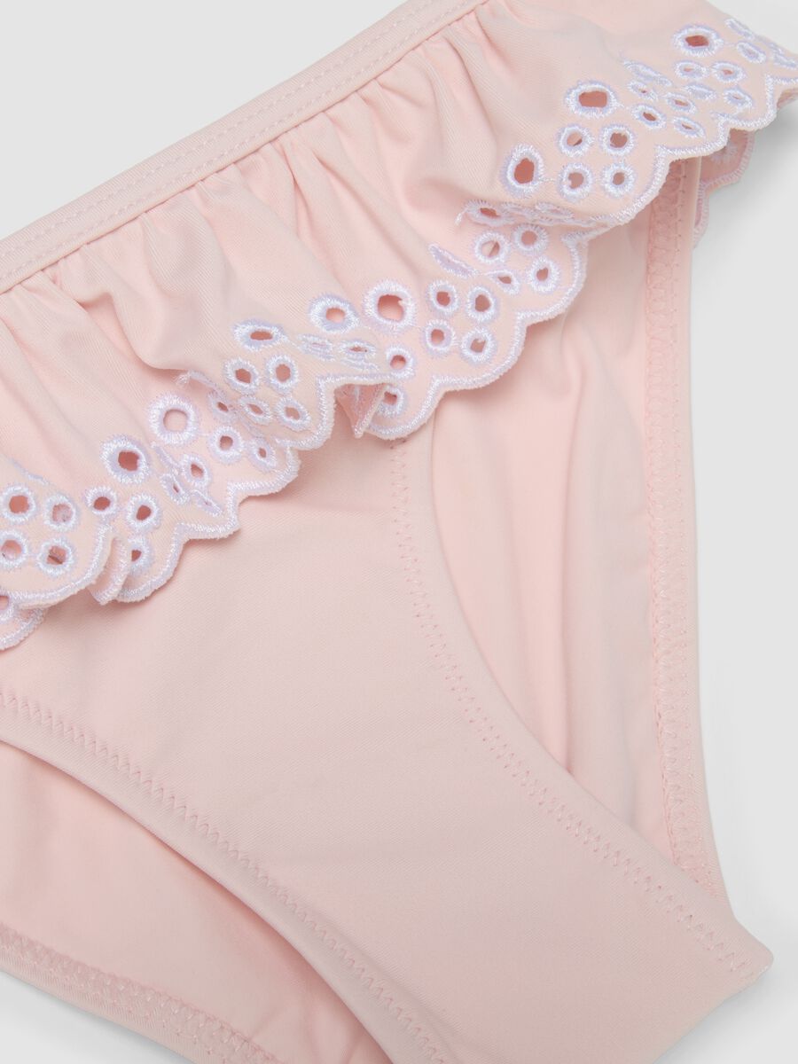 Bikini rosa in tessuto elasticizzato con volant_3