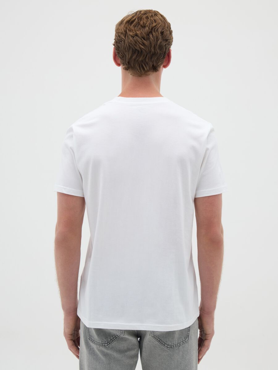 Men's white pure cotton T-shirt with Superman logo_3