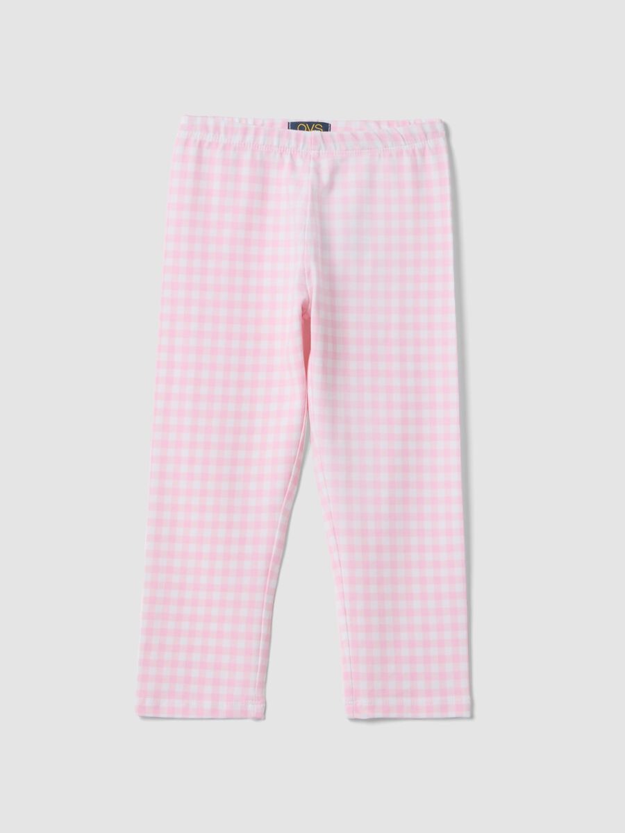 Girls' Multicoloured Check Skinny Cotton Leggings_0