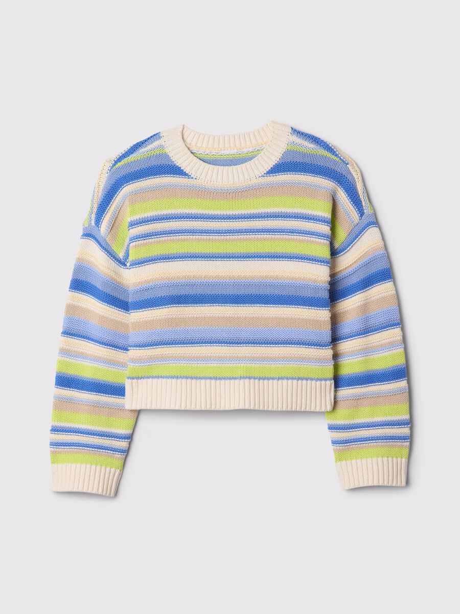 Green and light blue pullover in striped cotton_3