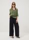 Green V-neck top in viscose and linen blend_1