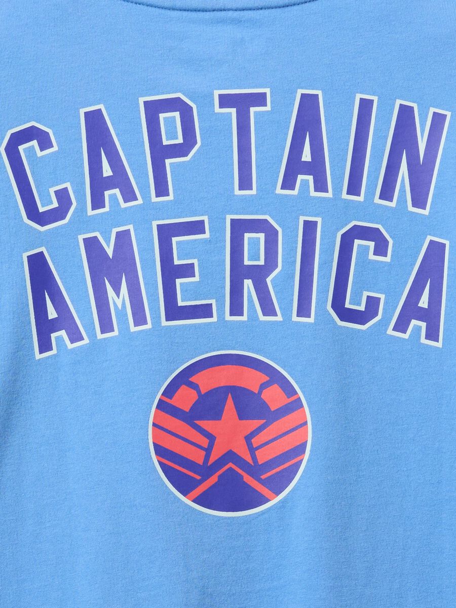 Light blue cotton T-shirt with Captain America print_1