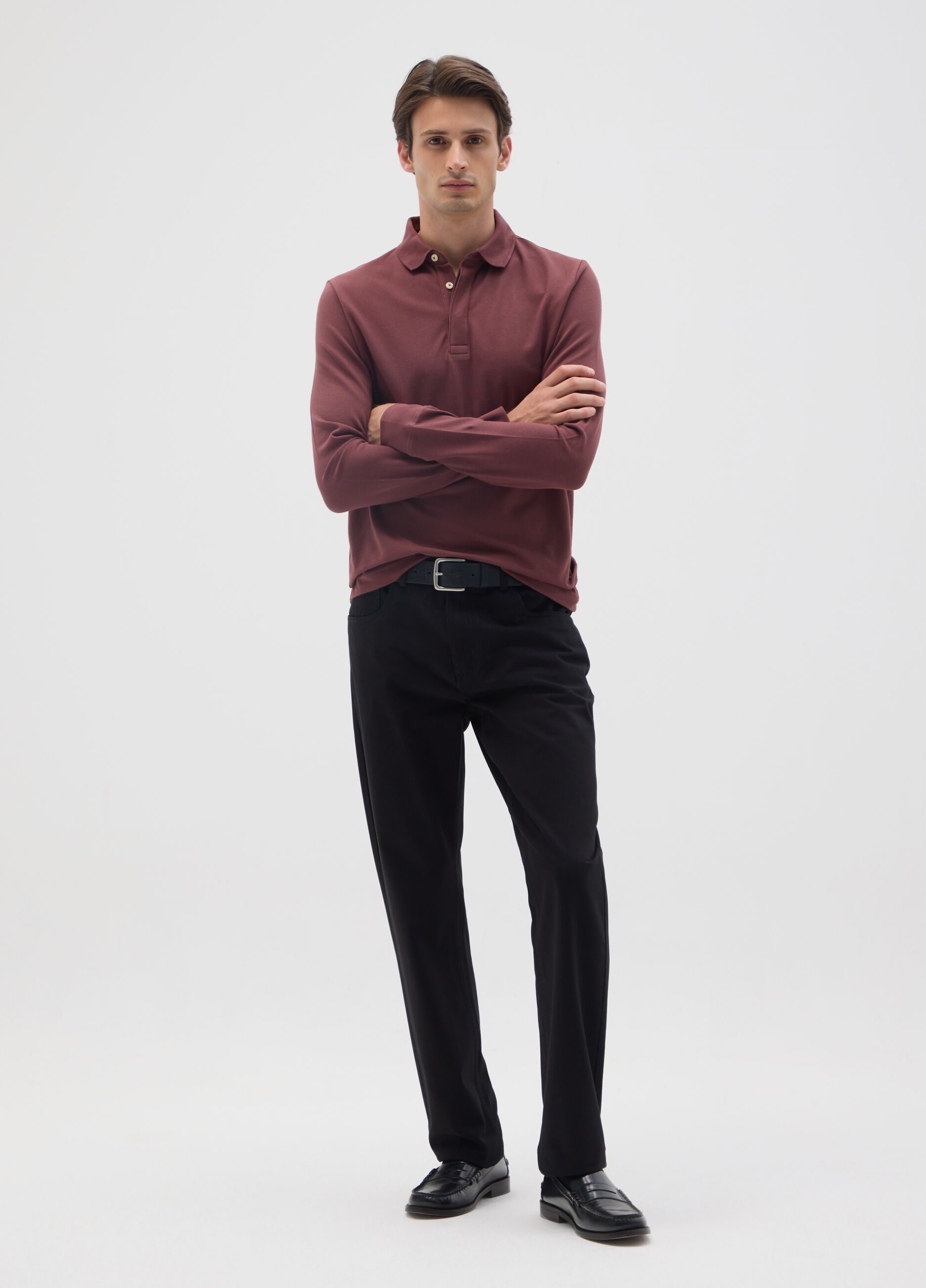 Black Regular Fit Pure Cotton Trousers