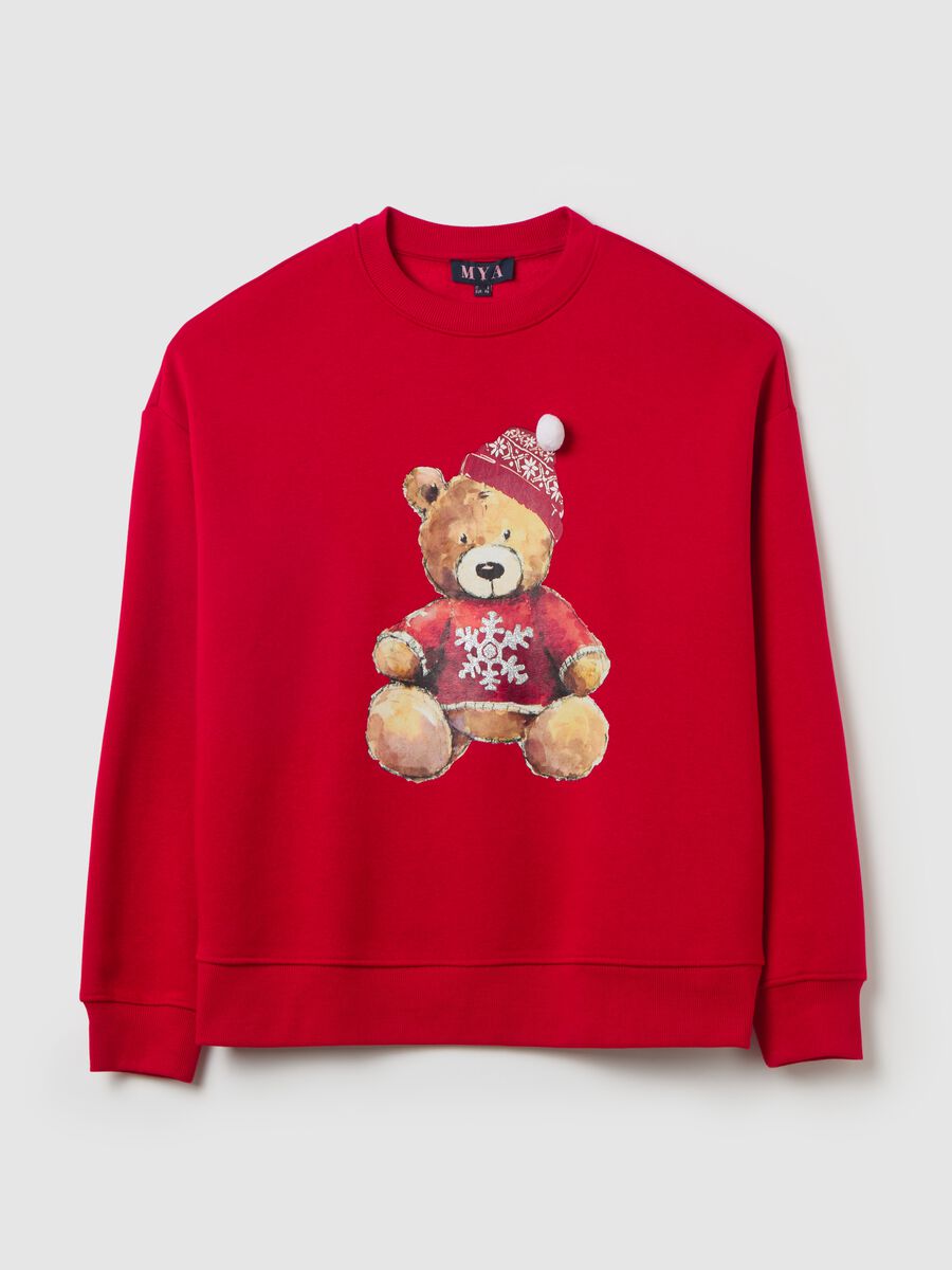 Curvy sweatshirt with Christmas bear print_4