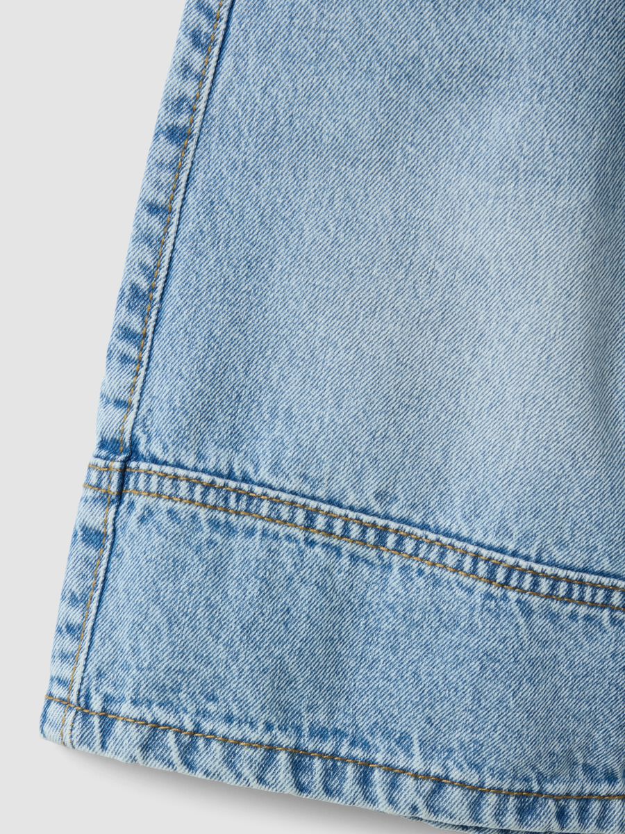 Shorts denim blu in puro cotone da bambino regular fit_2