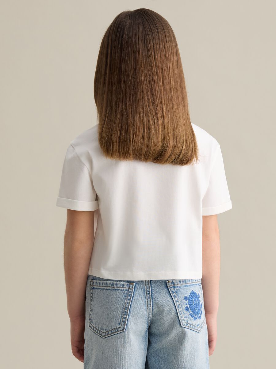White short-sleeved T-shirt in 100% cotton_2