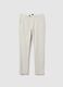 White stretch cotton blend trousers with fine ribbing_4