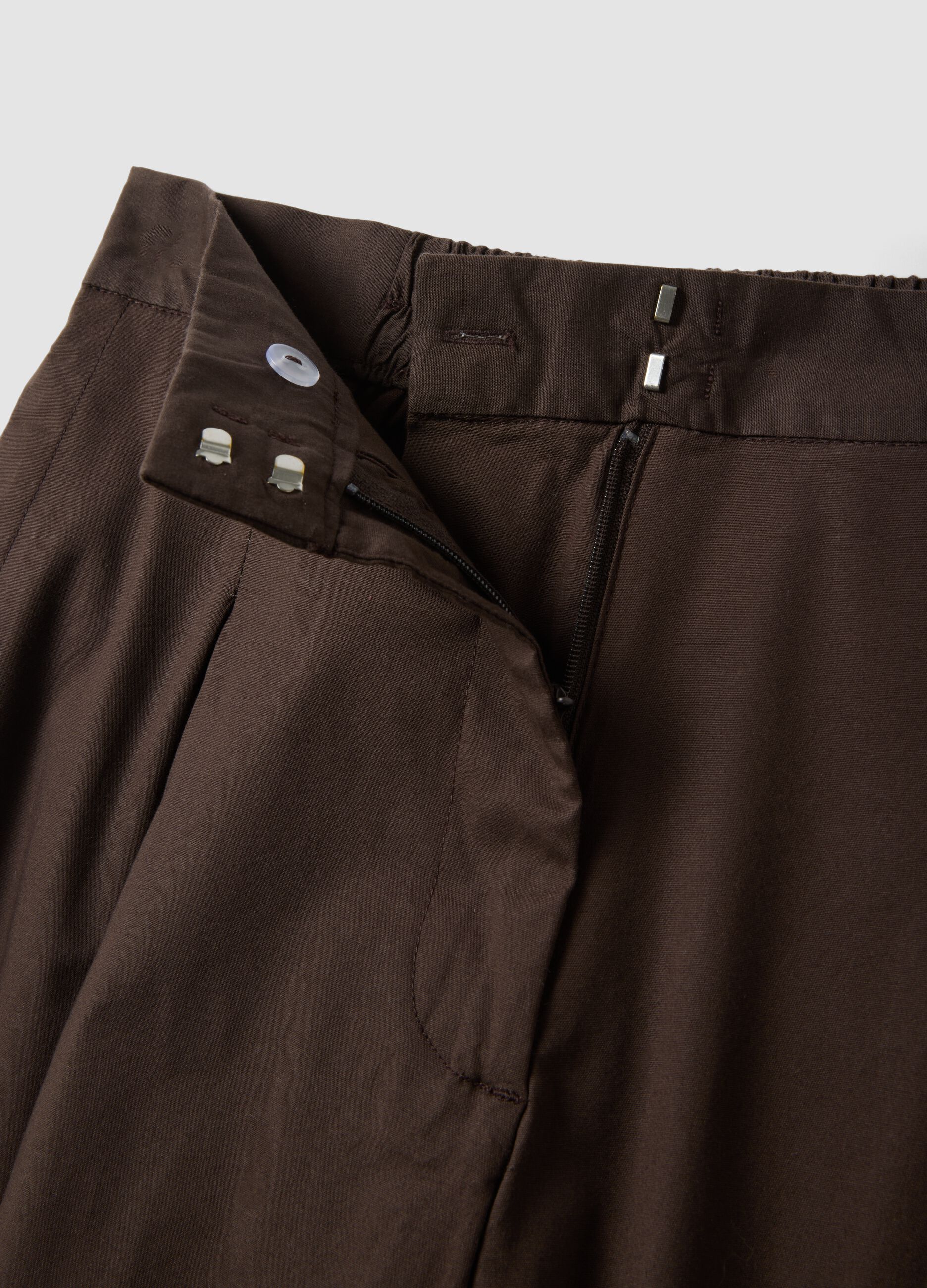 Brown stretch cotton culotte trousers