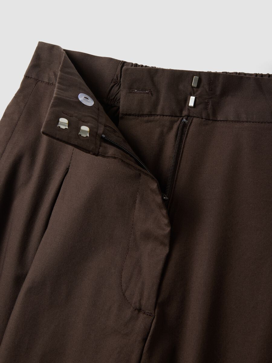 Brown stretch cotton culotte trousers_1