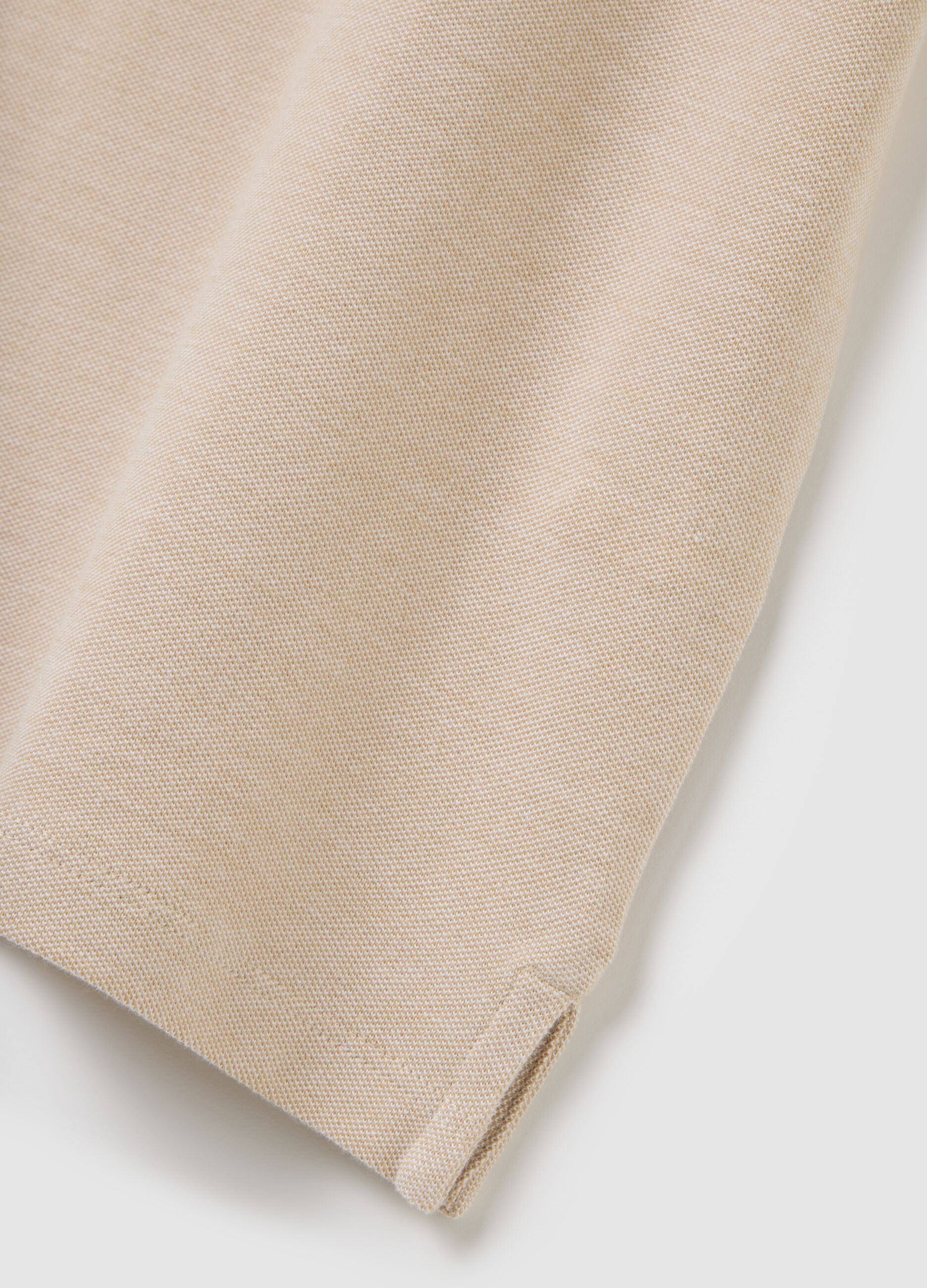 Men's beige regular fit polo shirt in pure cotton