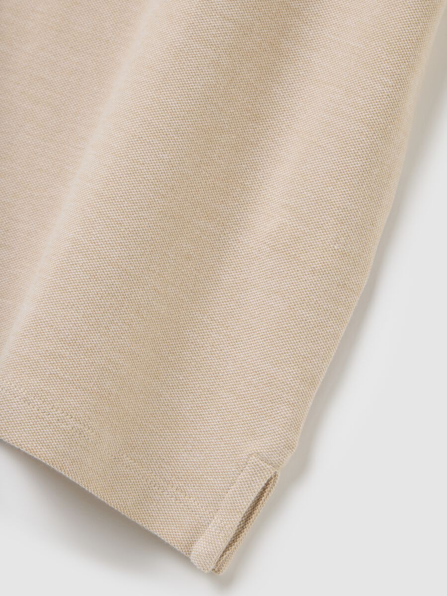 Men's beige regular fit polo shirt in pure cotton_5