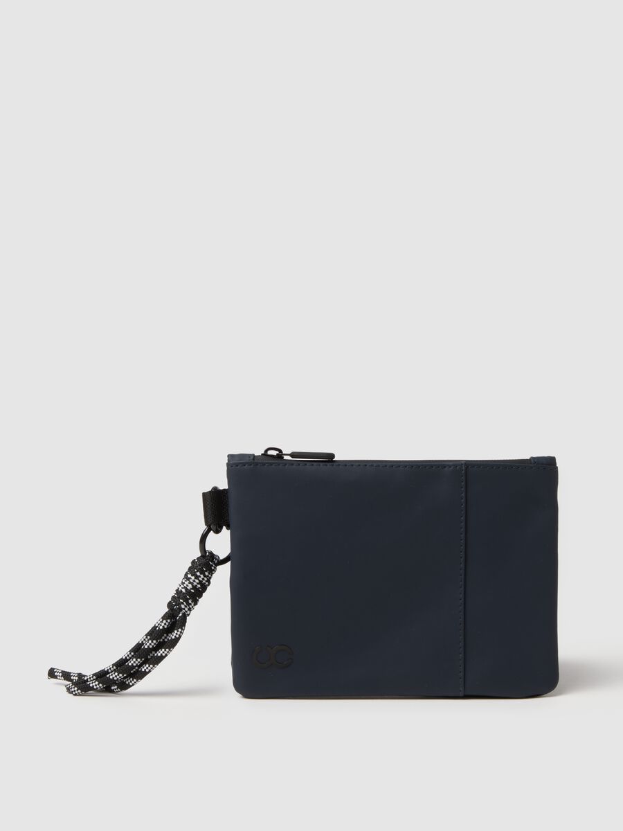 Blue Wallet with Zip and Braided Details_0