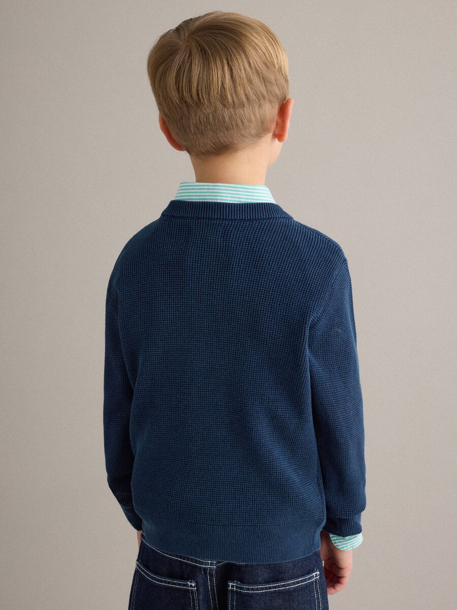 Children's regular fit blue crew neck pure cotton jumper_1