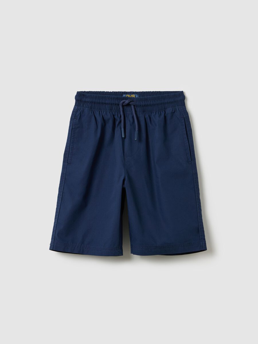 Blue boys’ shorts in 100% cotton with regular fit and  elasticated waist_0