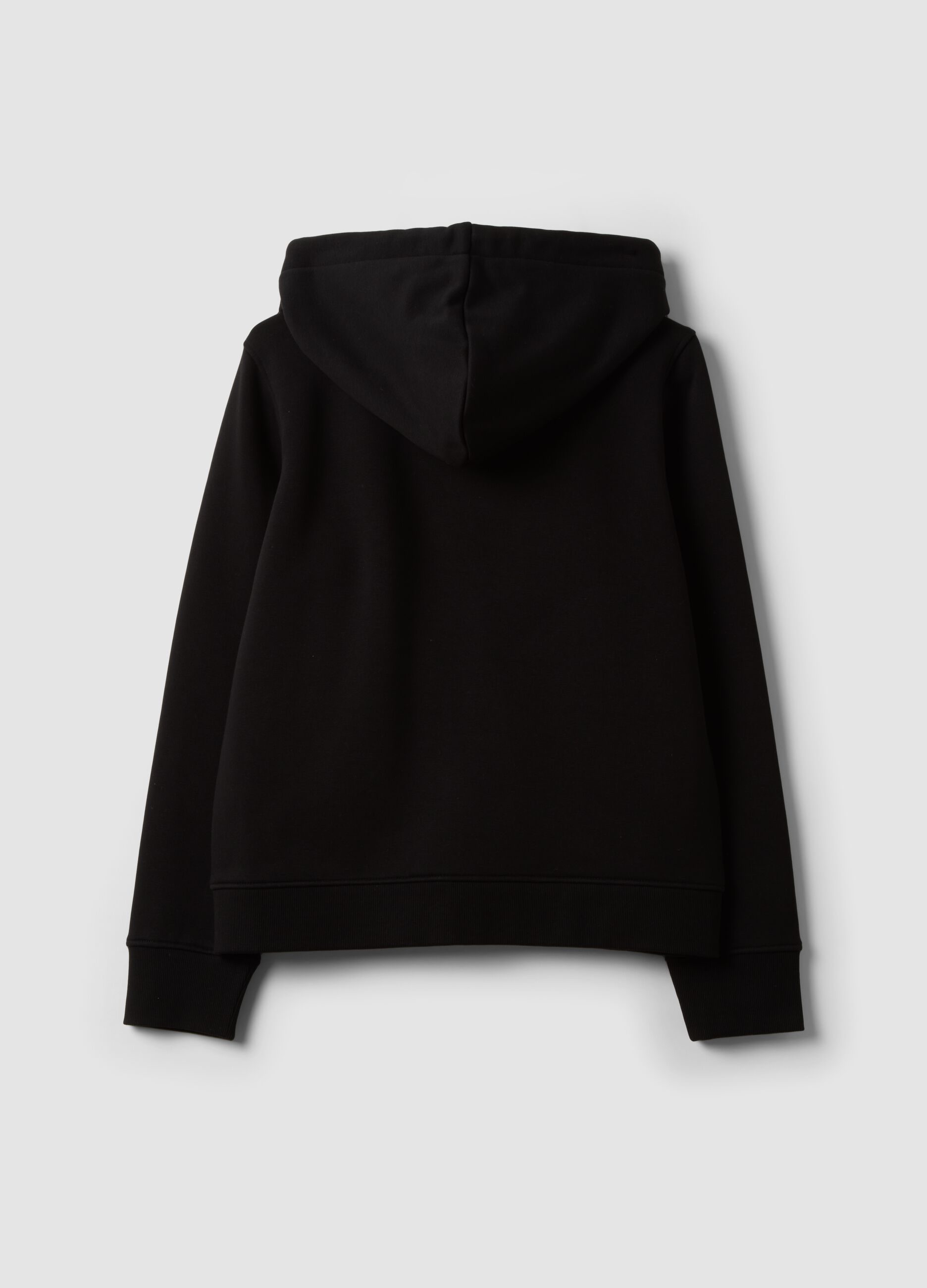 Black cotton-blend hoodie, regular fit