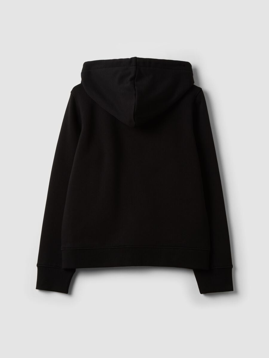 Felpa nera in misto cotone con cappuccio regular fit_6