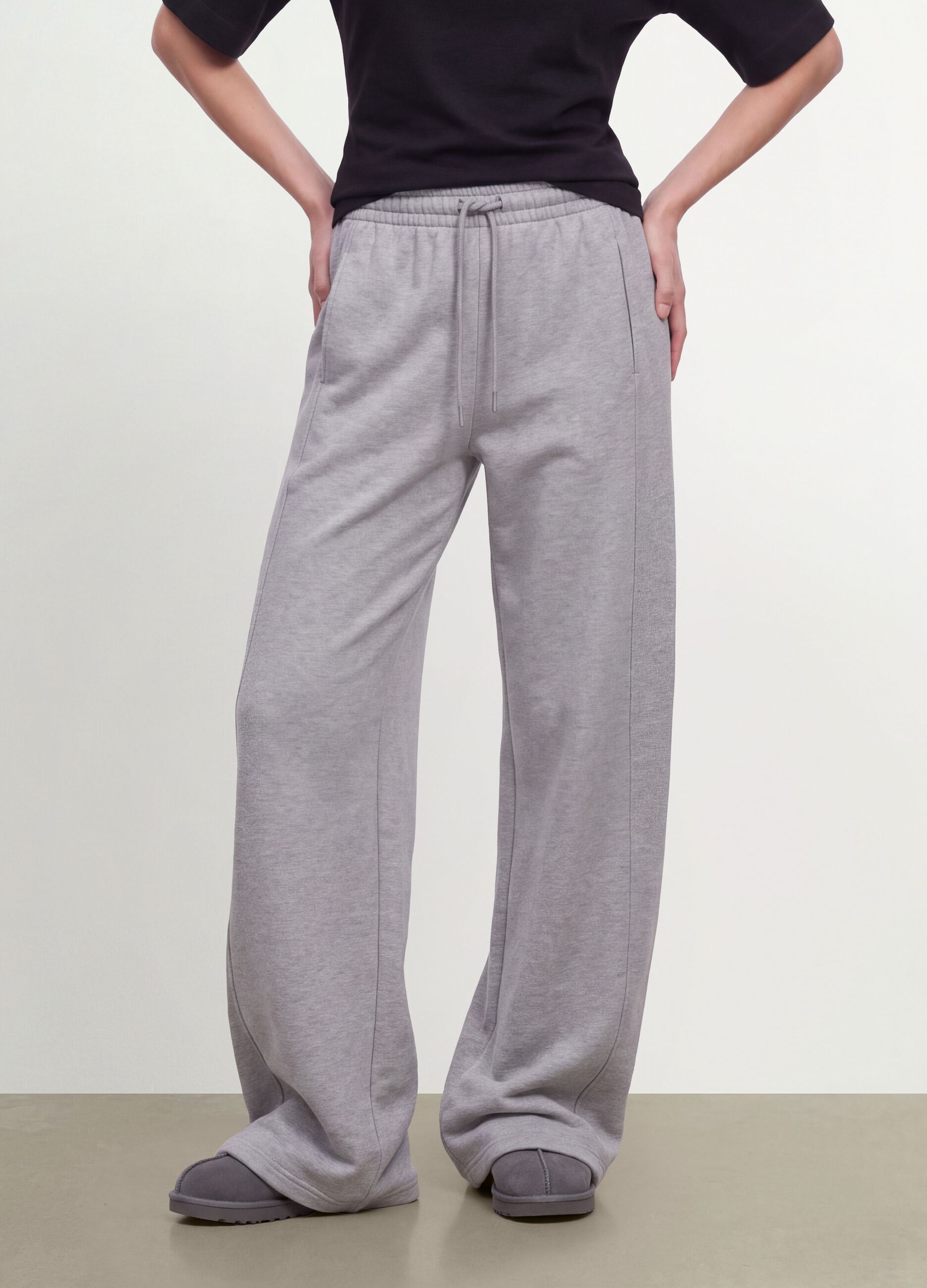 Jogger grigi in misto cotone barrel fit