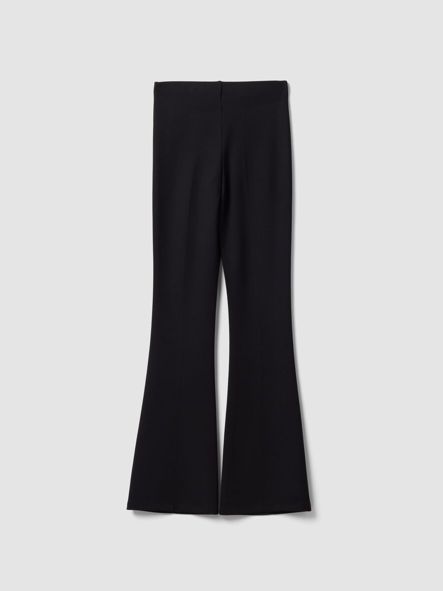 Leggings neri flare fit in punto Milano di viscosa elasticizzata_6