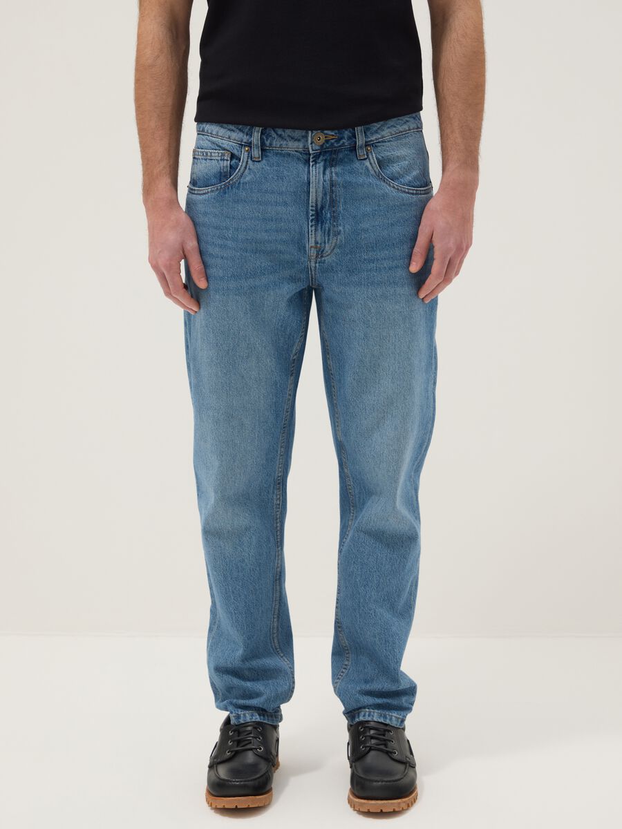 Pure Cotton Blue Denim Regular Fit Jeans_1