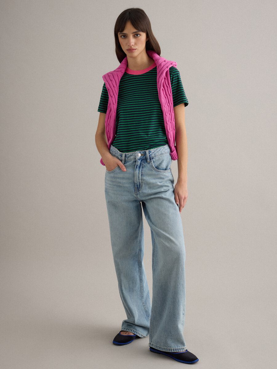 Green striped pure cotton regular fit T-shirt_2