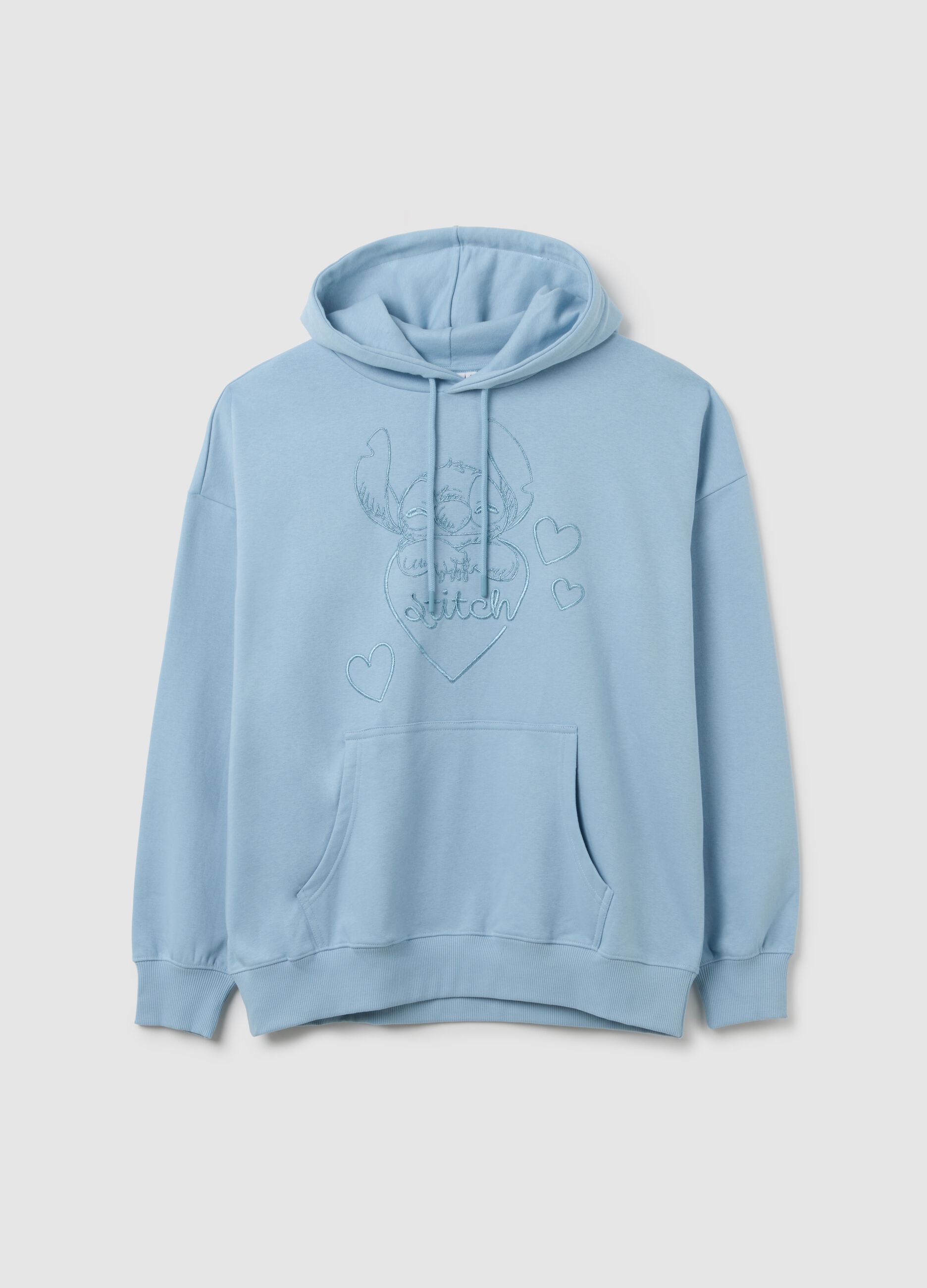 Regular fit blue cotton blend sweatshirt