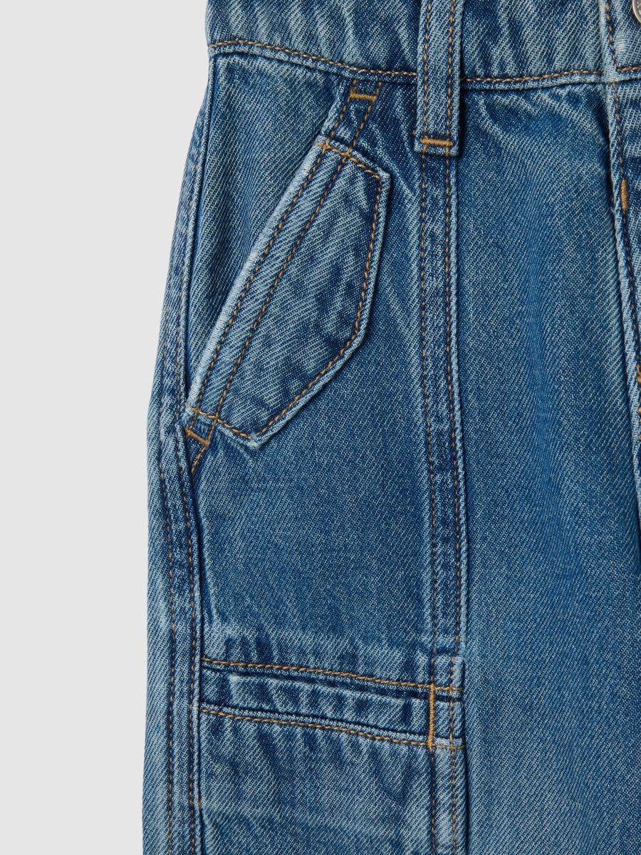 Girls' wide-leg pure cotton denim trousers_2