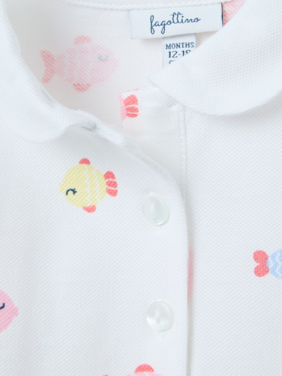 White Polo with Colourful Fish in Cotton_3