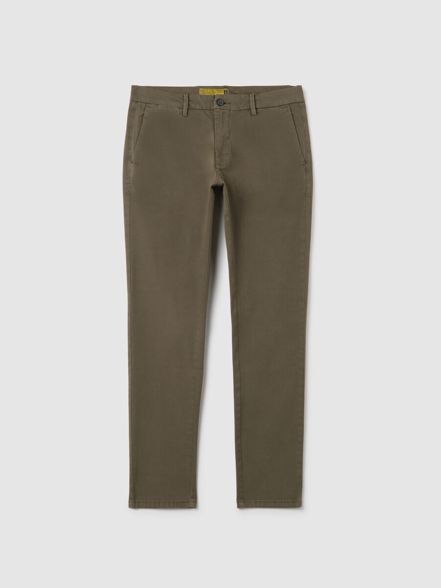 Green Stretch Cotton Regular Fit Trousers_4