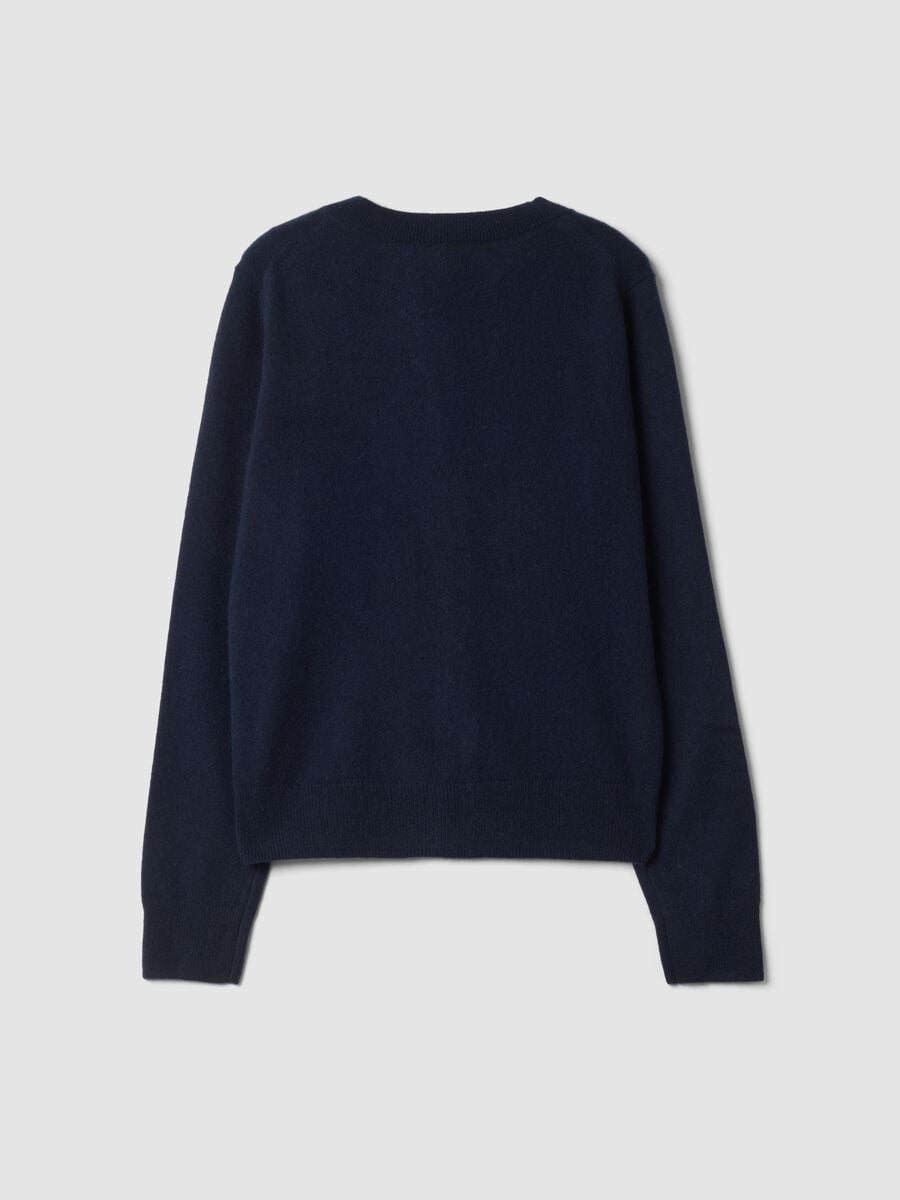 Blue crew-neck pure cashmere cardigan_2