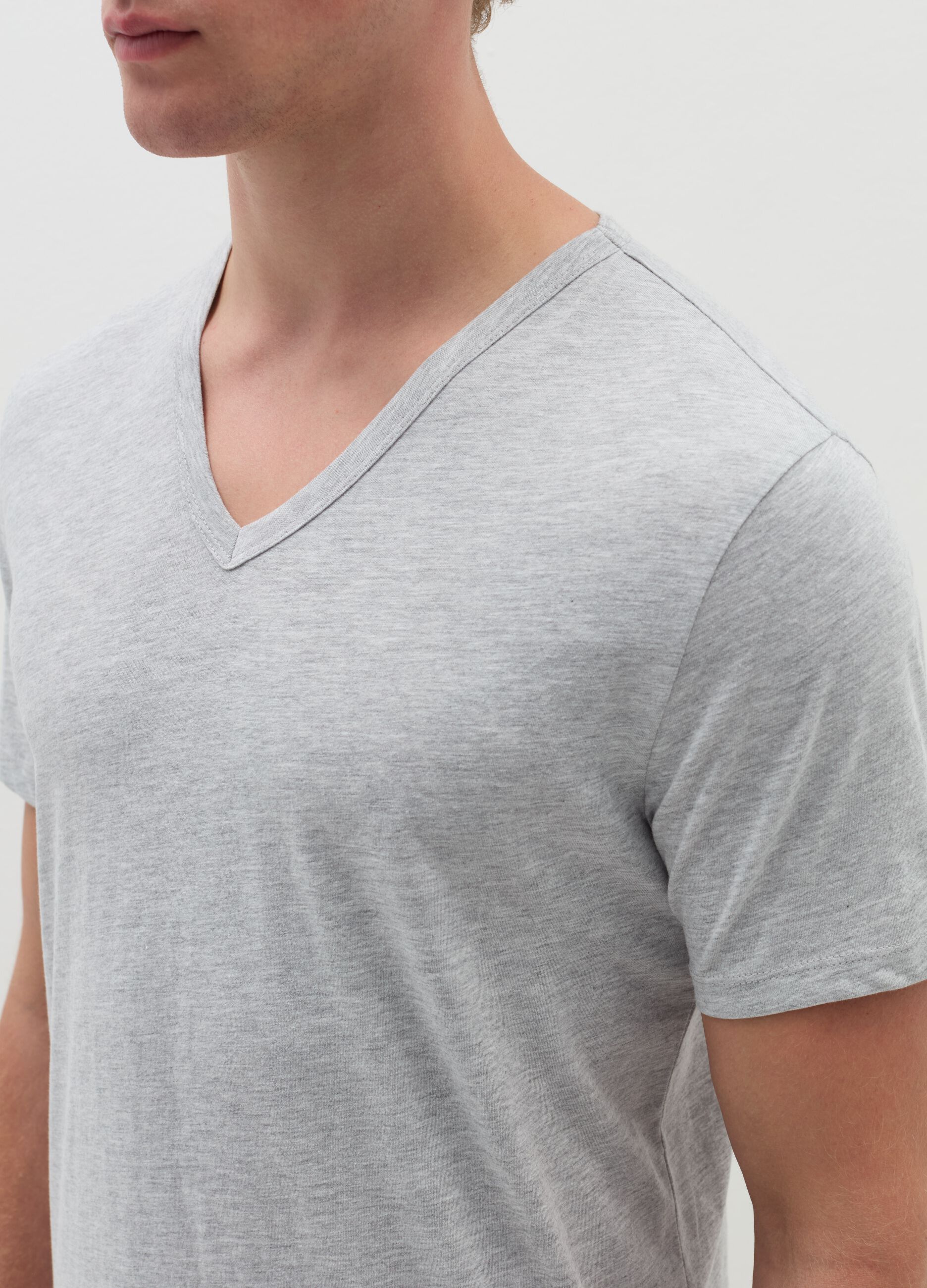 Bipack t-shirt intime in jersey scollo a V