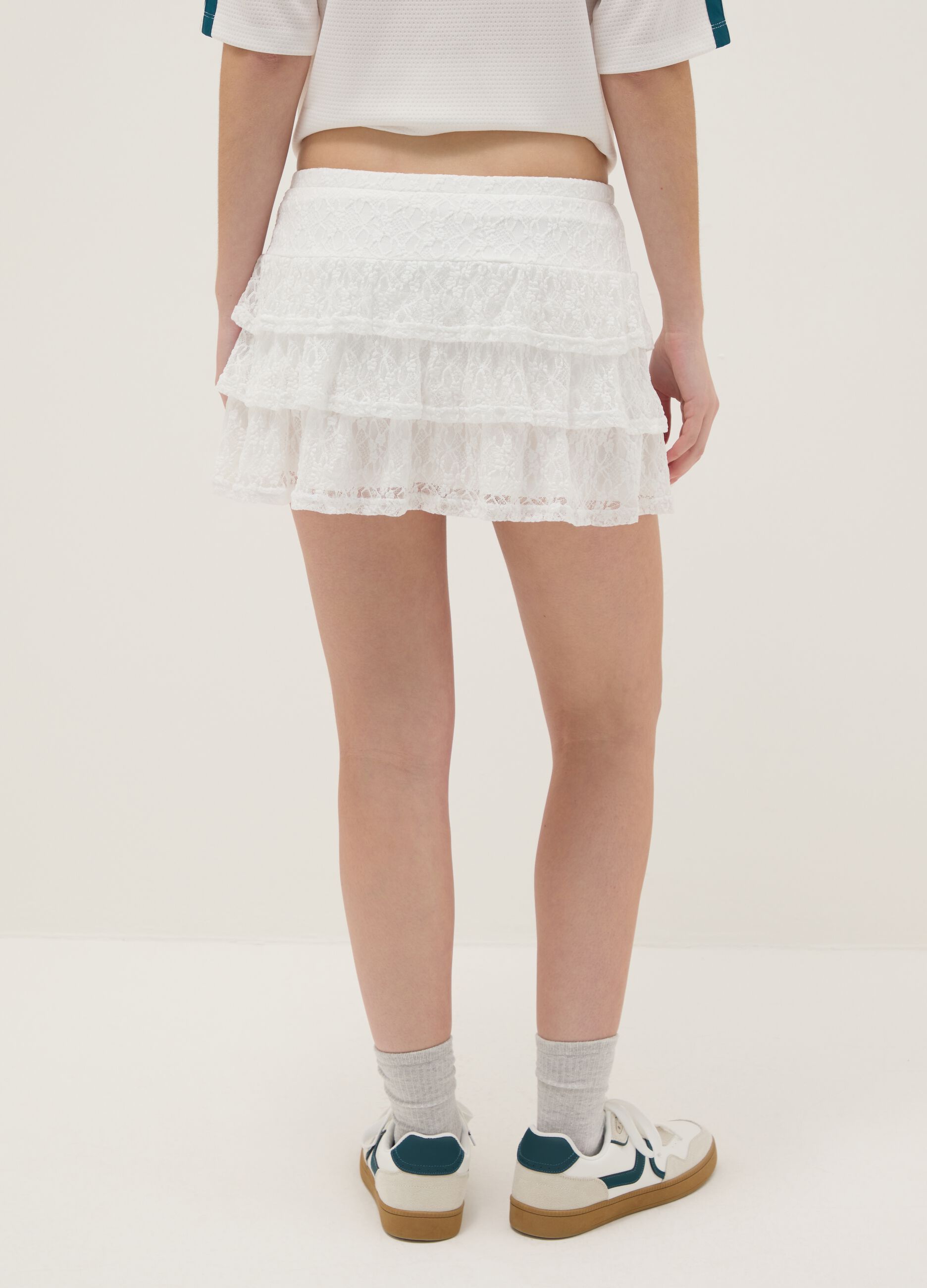 Minigonna in pizzo bianco regular fit