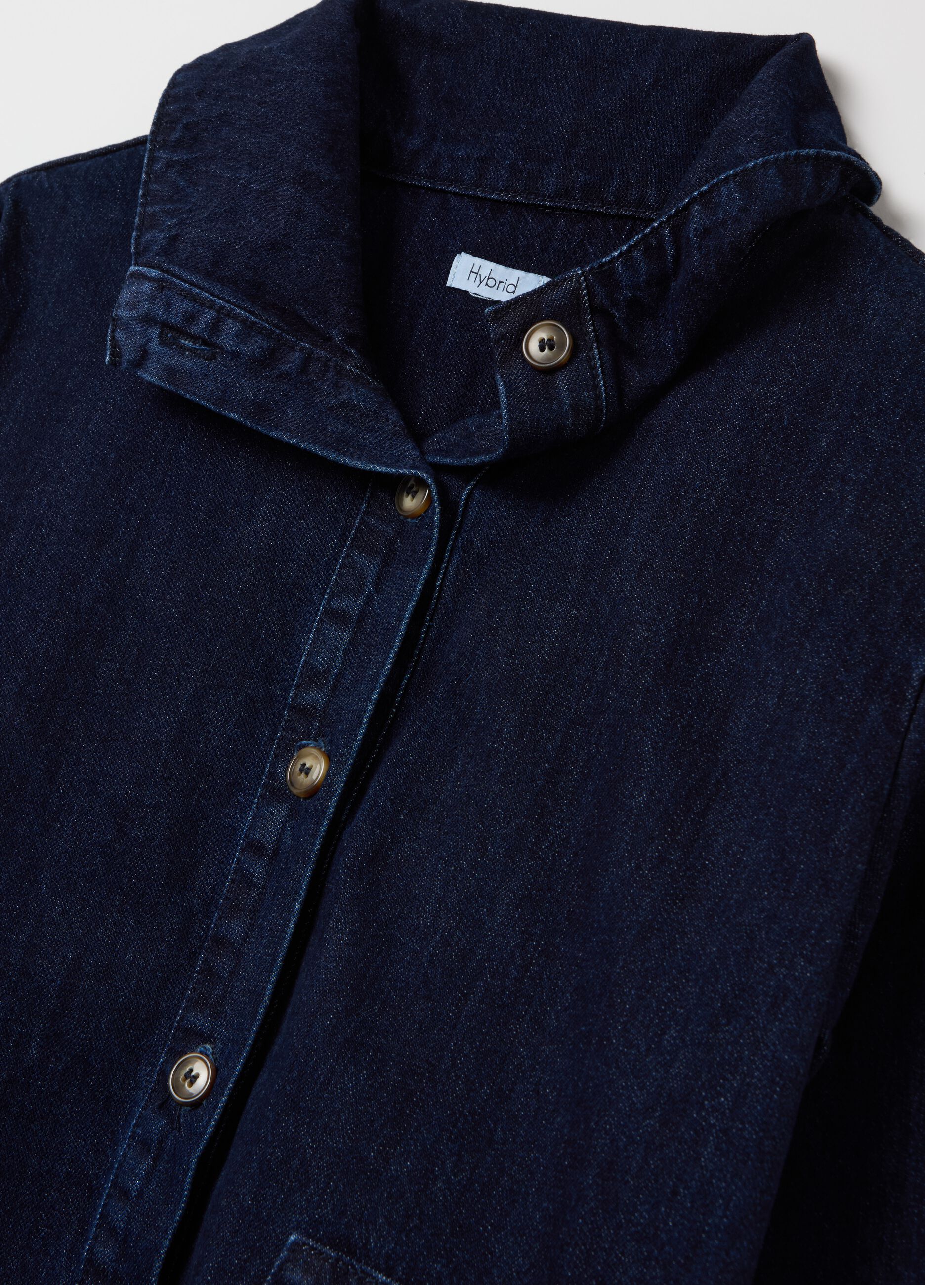 Short denim jacket with three-quarter sleeves