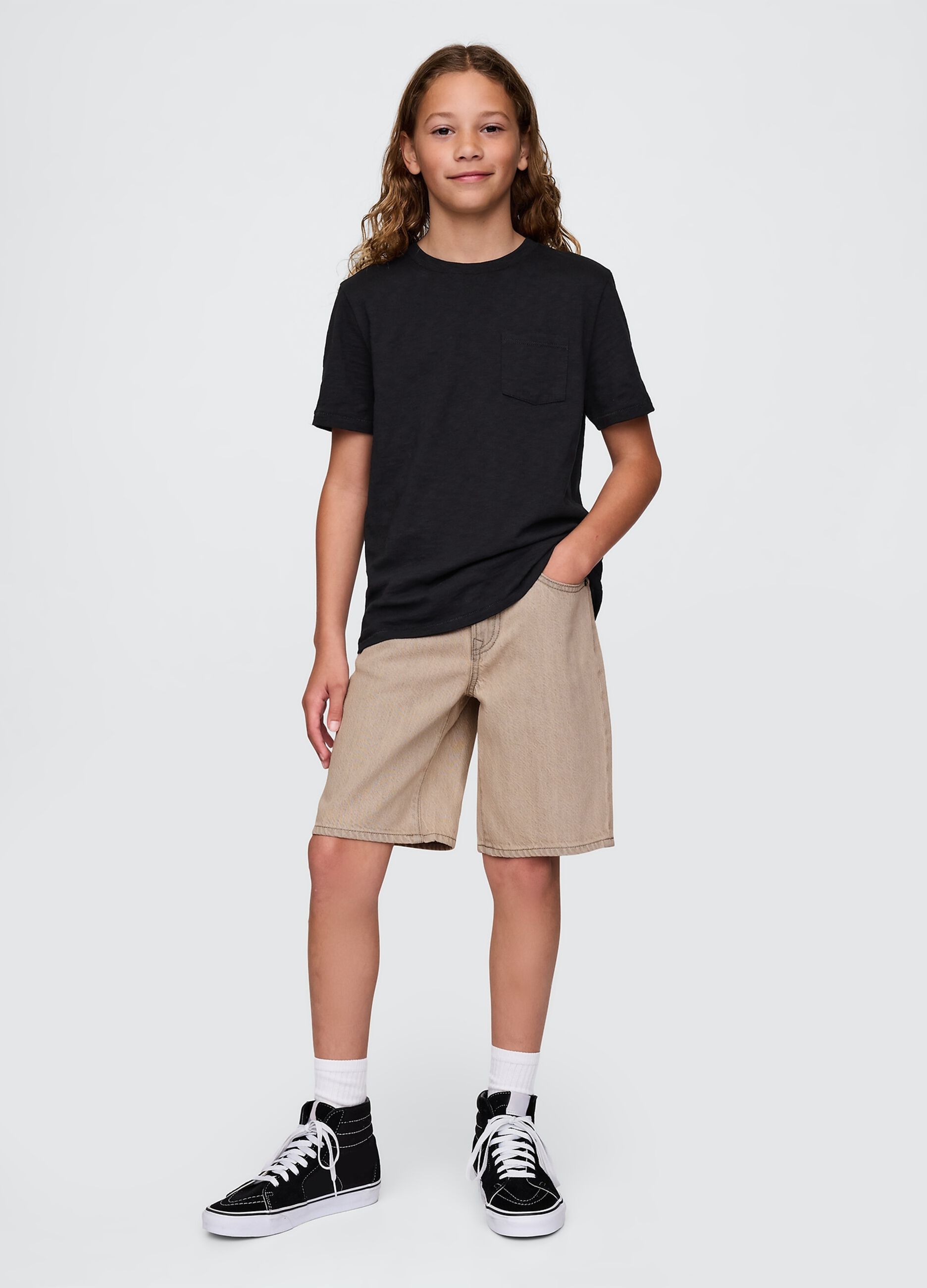 Beige Denim Bermuda Shorts