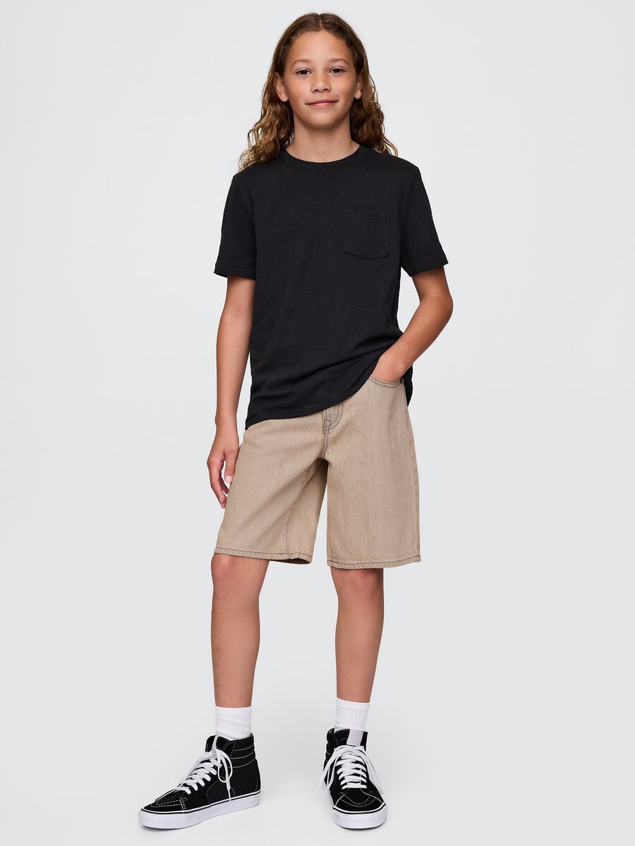 Beige Denim Bermuda Shorts_0