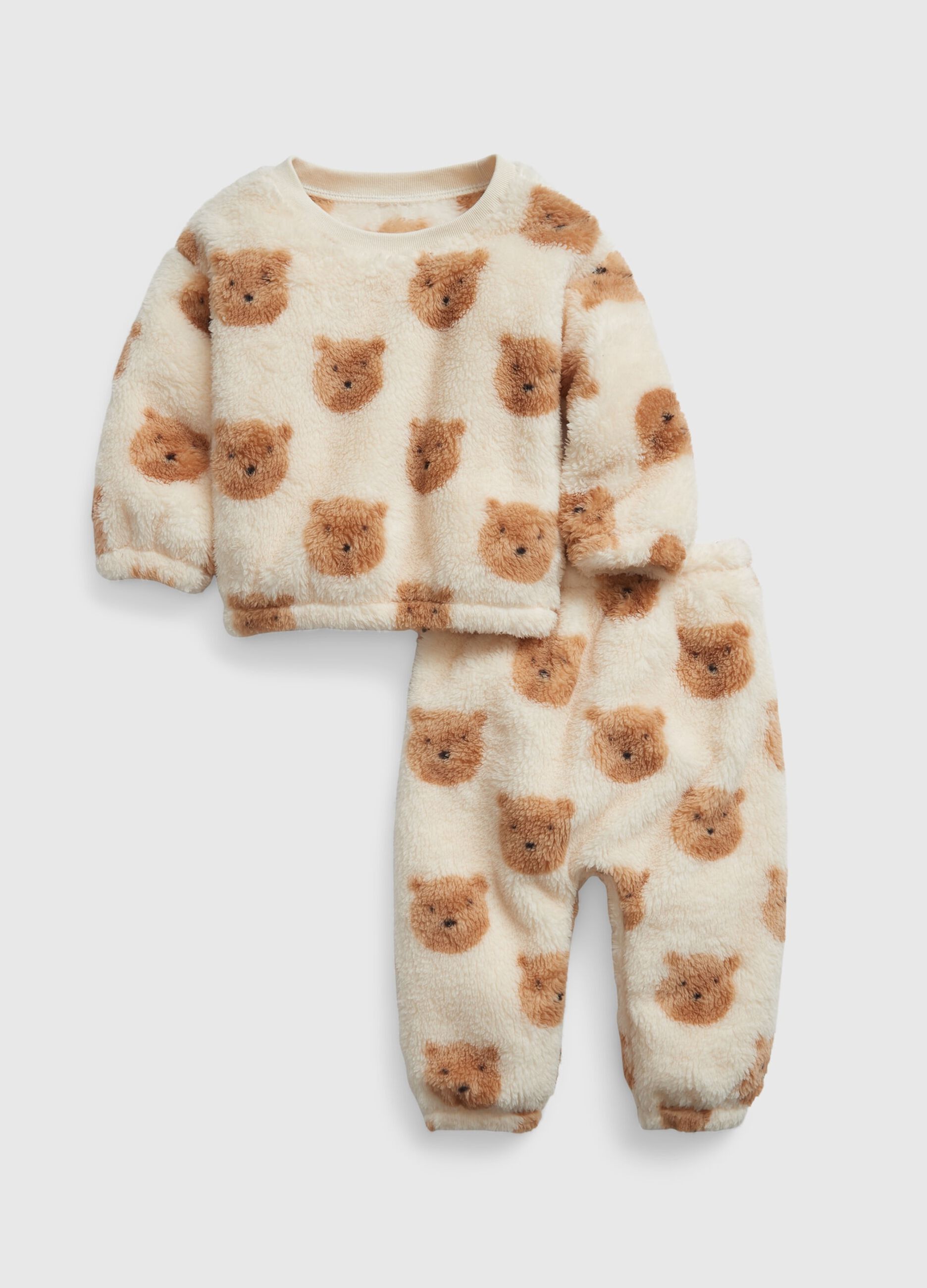 Sherpa jogging set with bear print