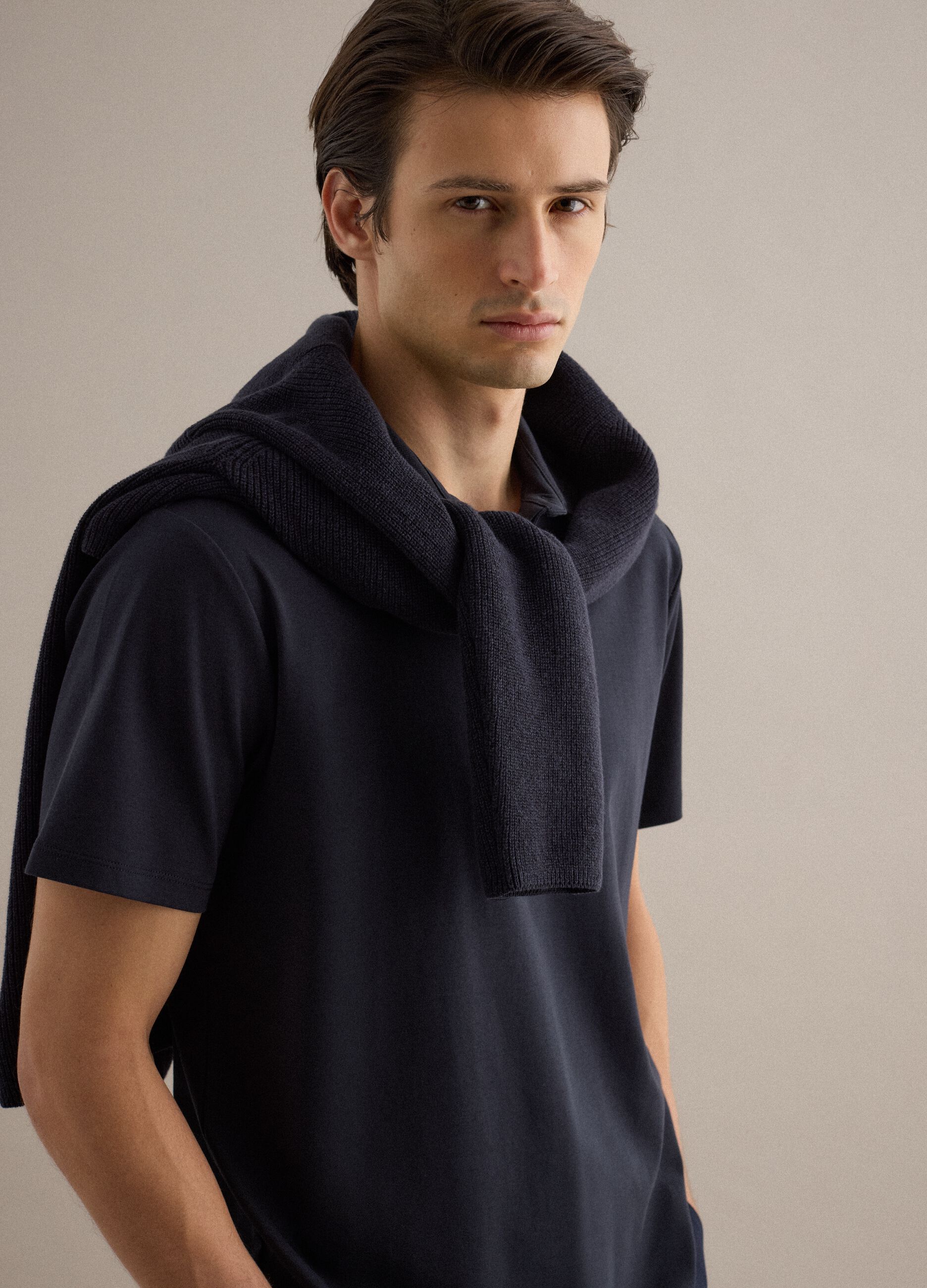 Blue regular fit pure cotton polo