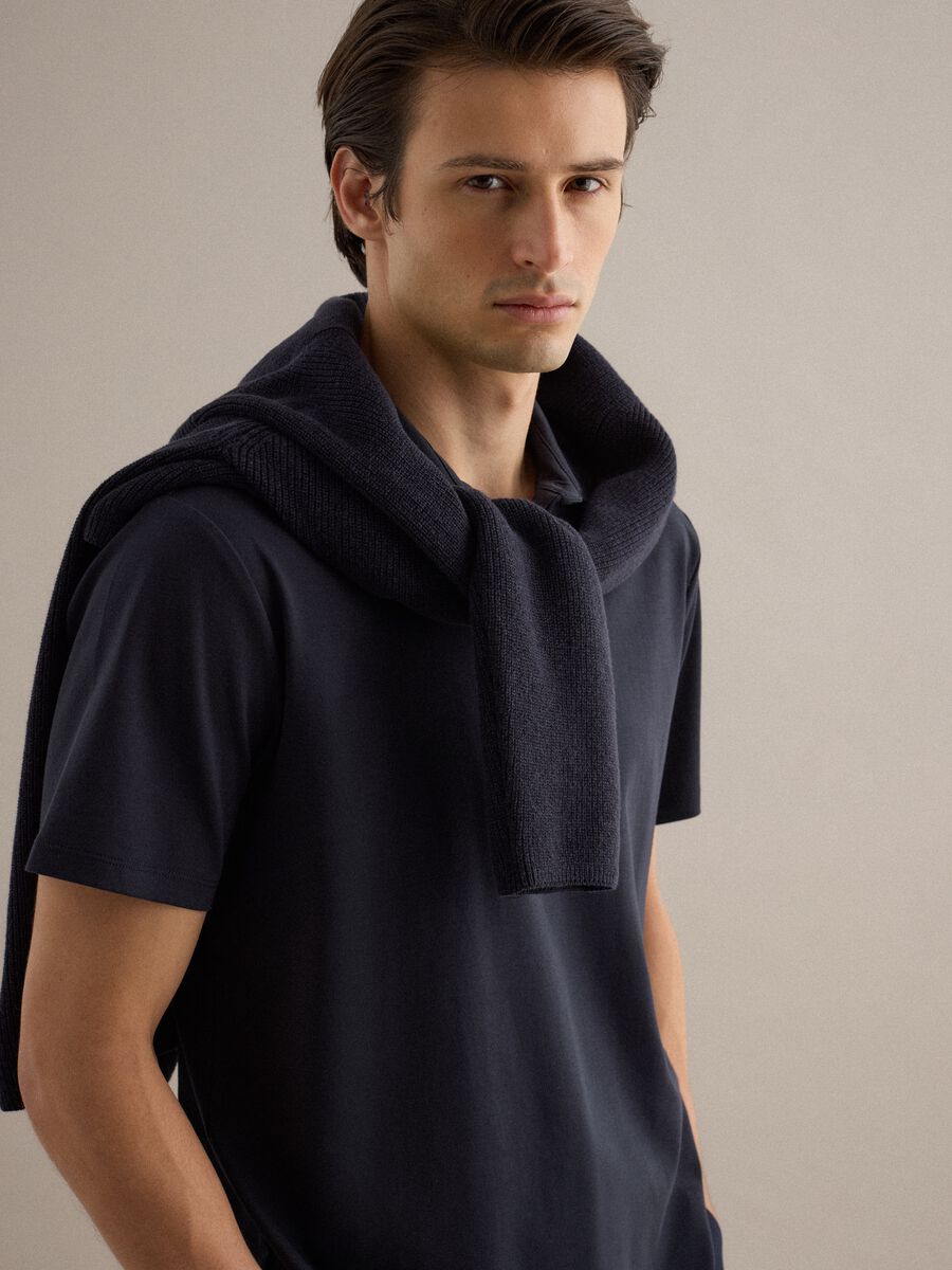 Polo in puro cotone blu regular fit_0