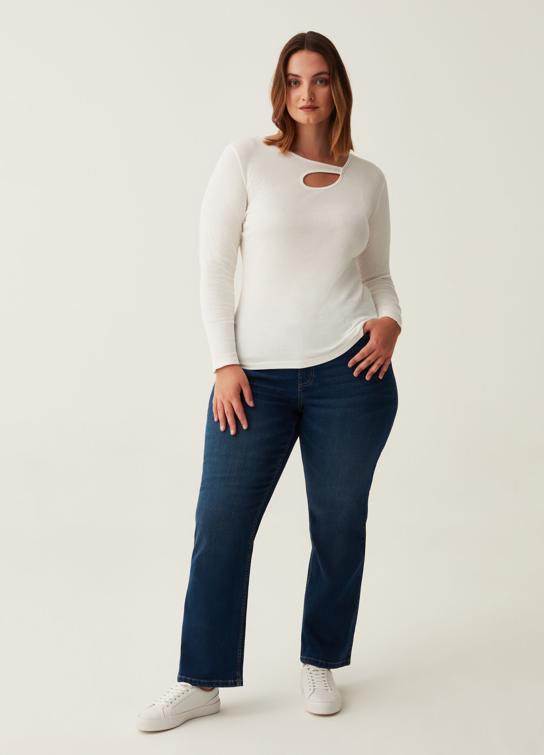Jeans straight fit con scoloriture Curvy Lavaggio medio MYA da Donna OVS