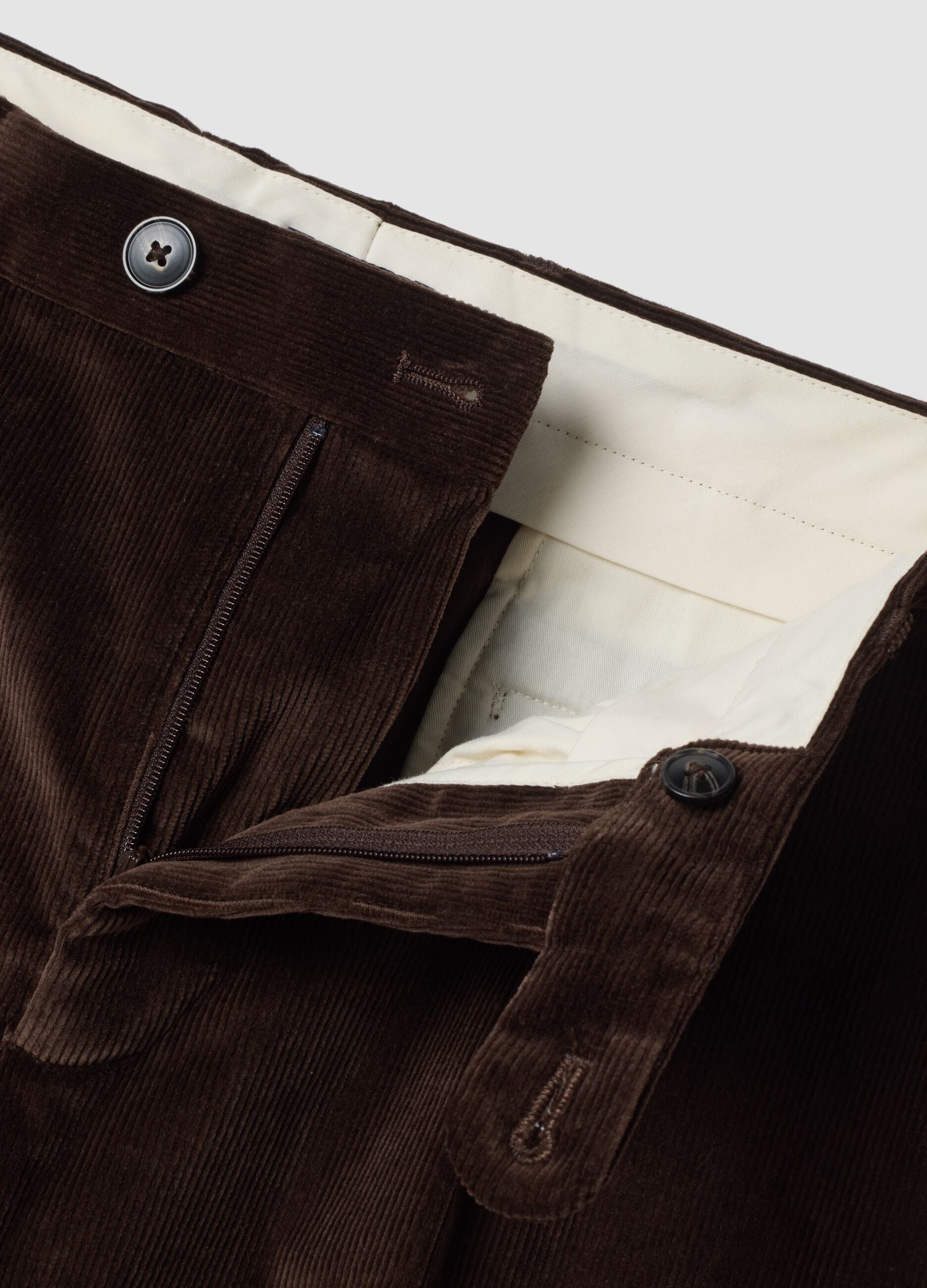 Brown regular-fit ribbed stretch-cotton trousers