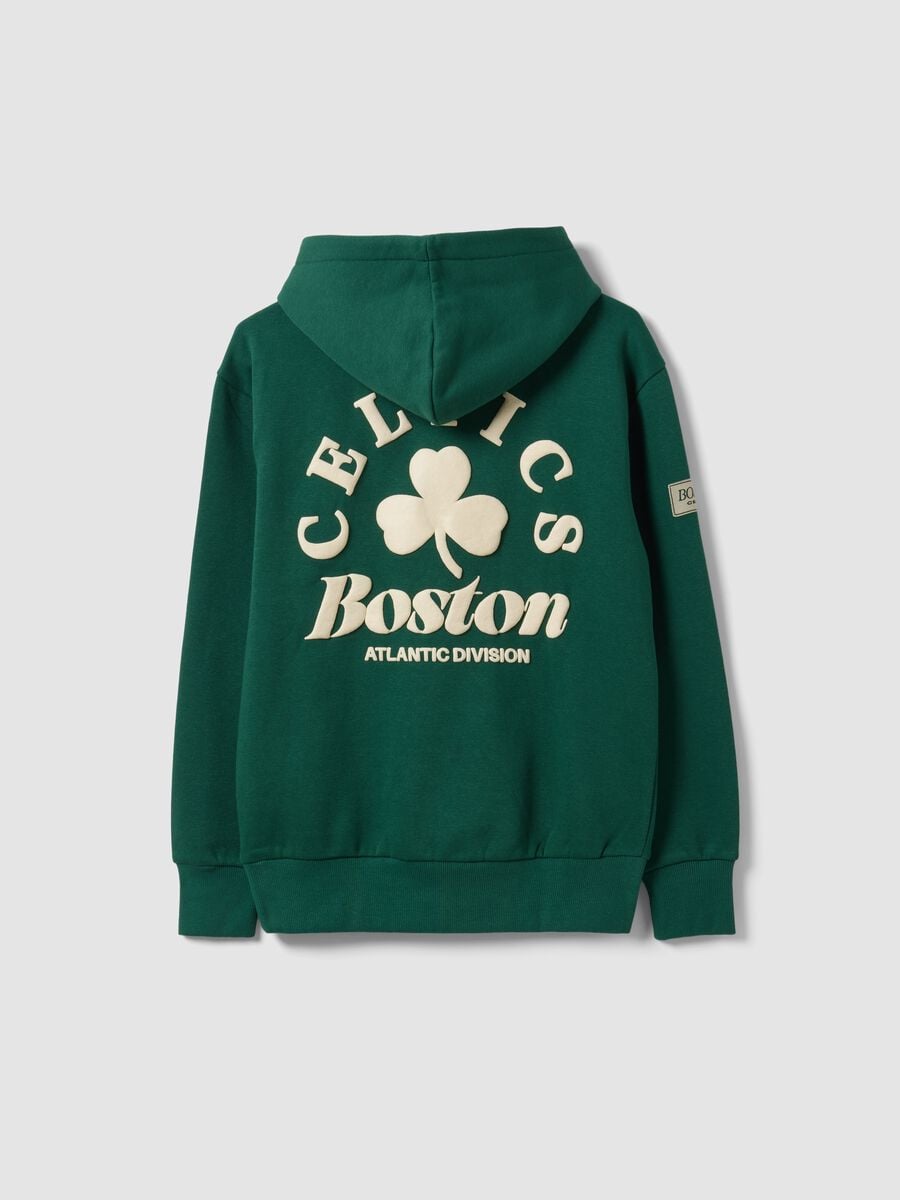 Felpa verde con cappuccio in misto cotone con stampa Celtics per ragazzo_5