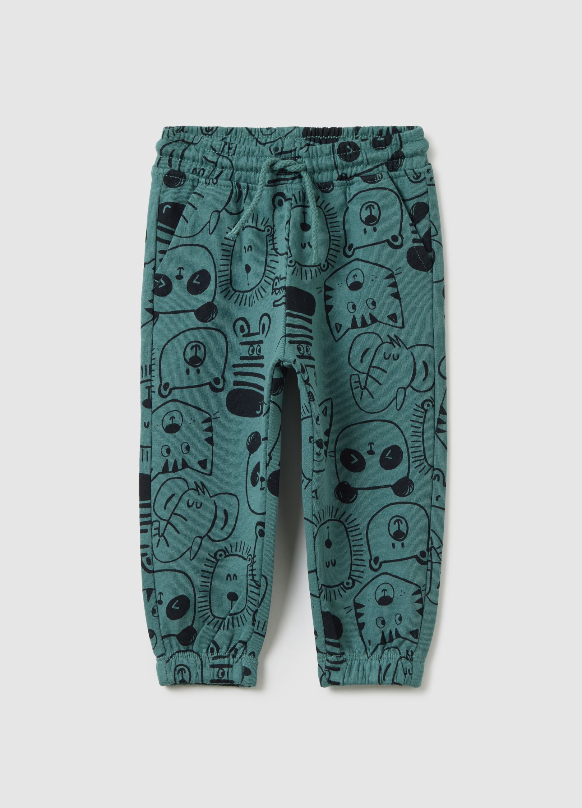 Children's Trousers in Pure Green Cotton