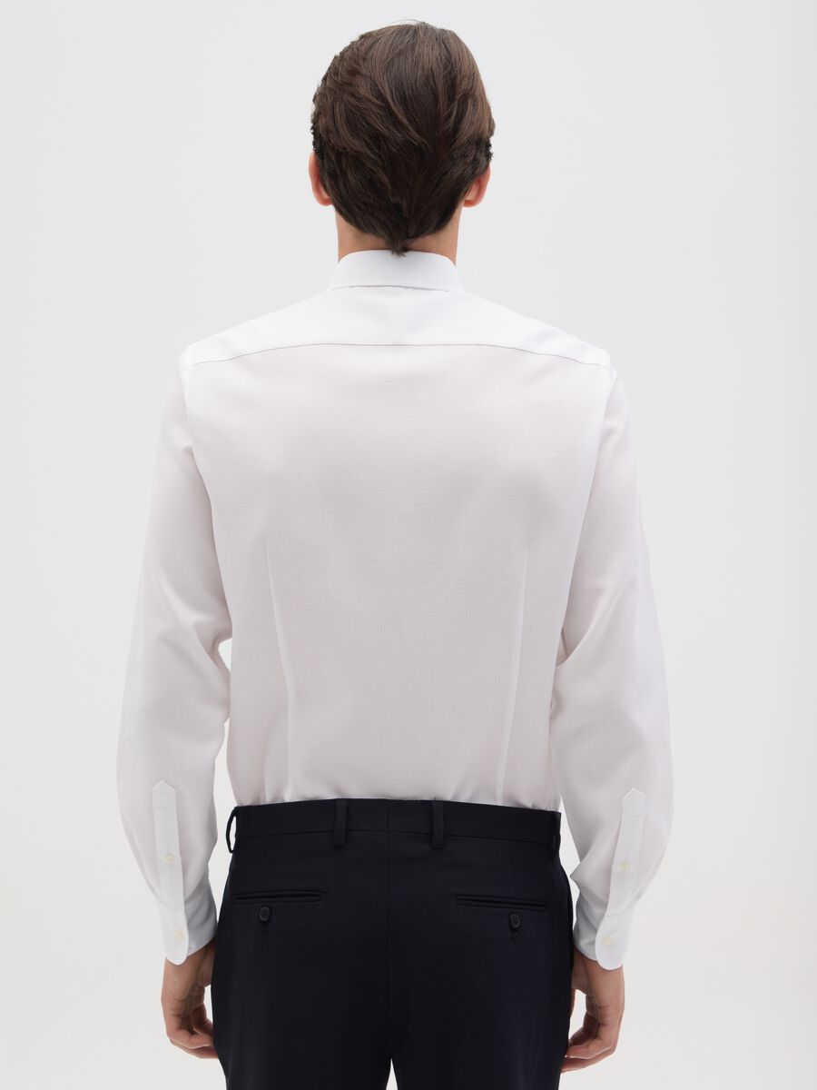 Men's pure cotton white slim fit shirt_3