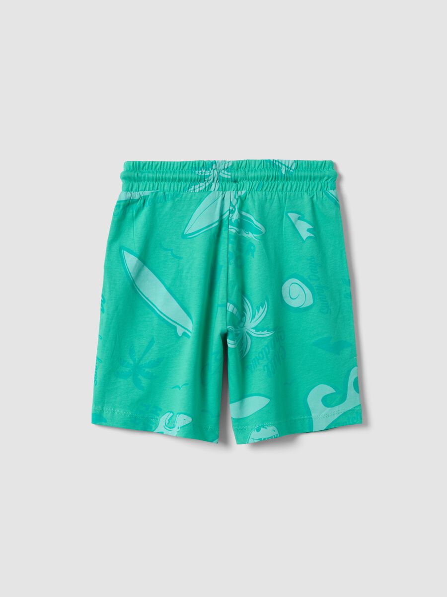 Green pure cotton shorts with all-over print_1