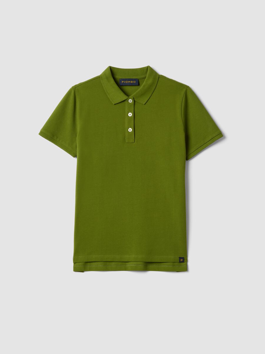 Green short-sleeve polo in pure cotton, regular fit_4