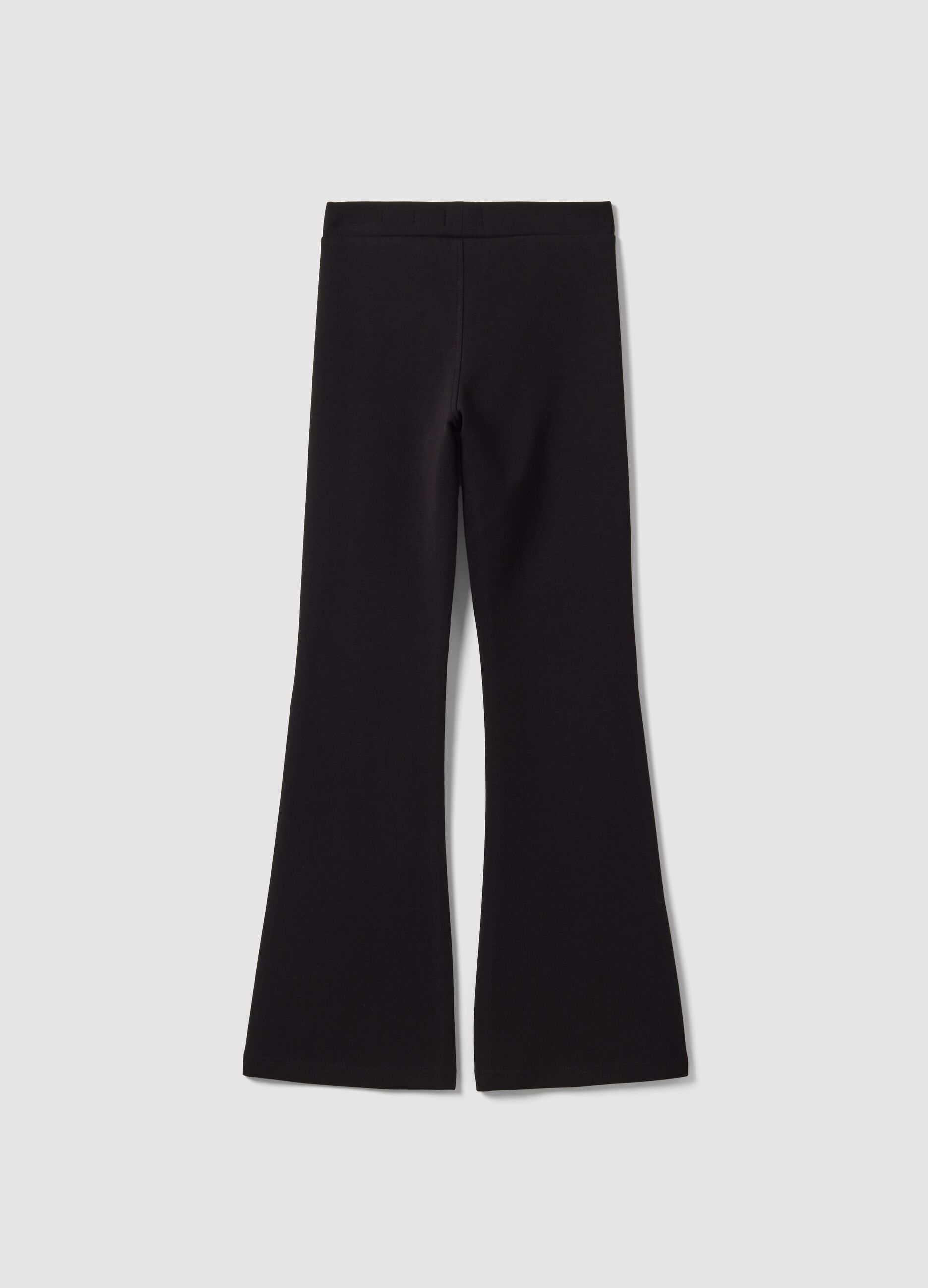 Black flared-fit stretch cotton leggings for girls