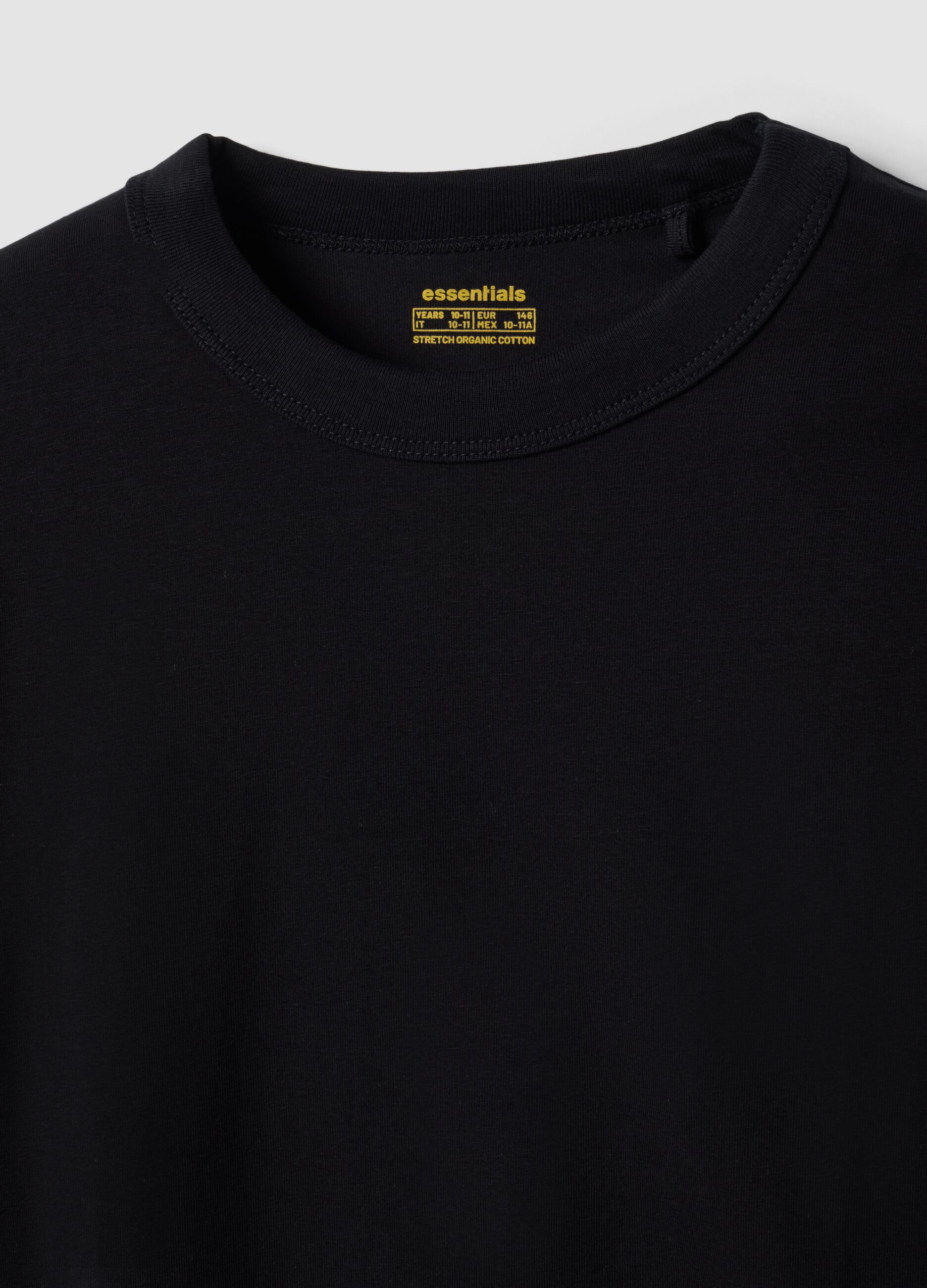 Black regular-fit stretch organic cotton T-shirt for boys