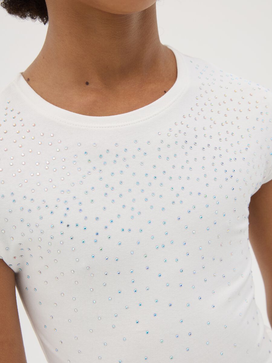 White OVS Kids T-shirt with rhinestones_1