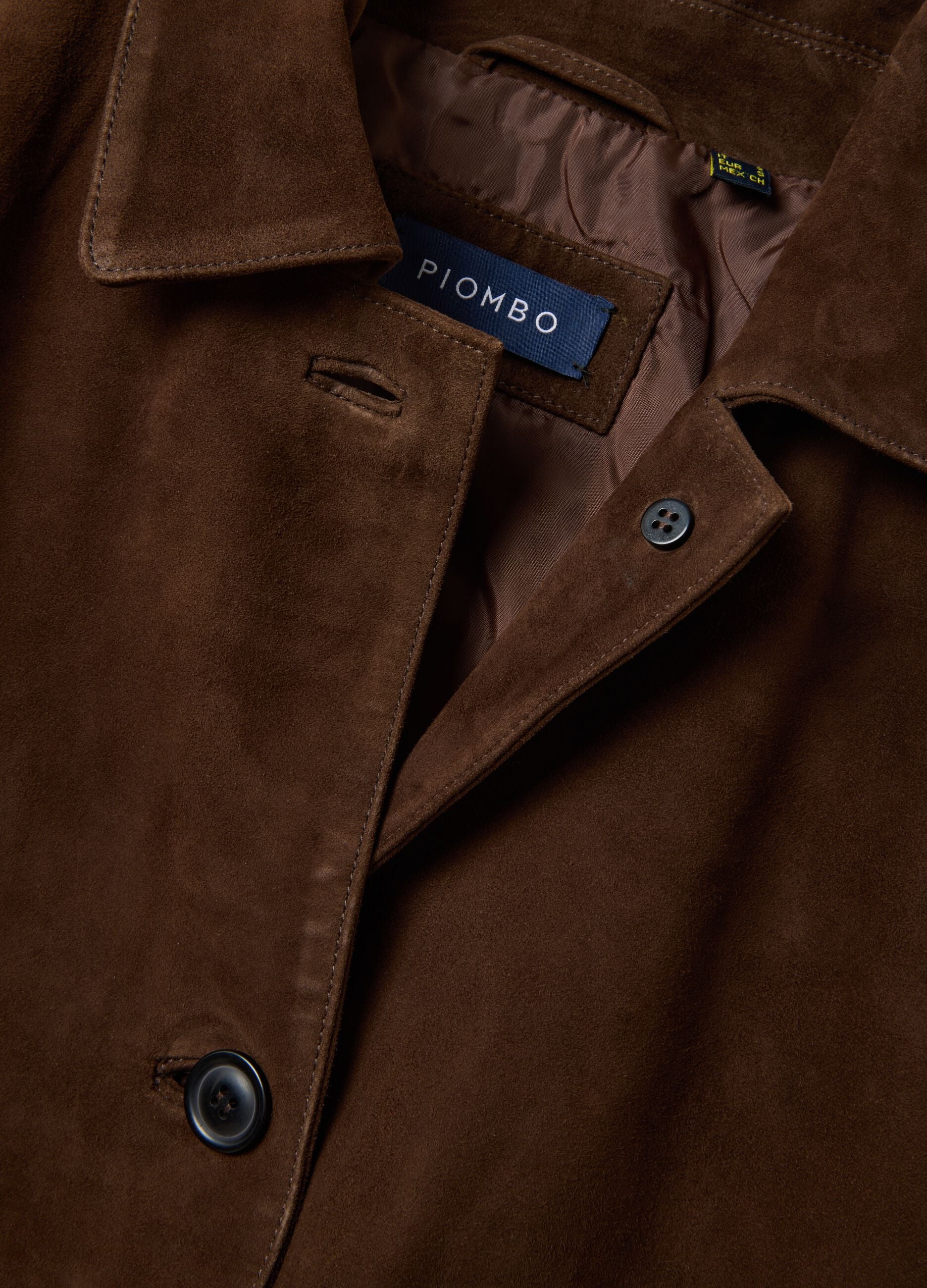 Brown Genuine Leather Blazer with Regular Fit and Classic Lapels